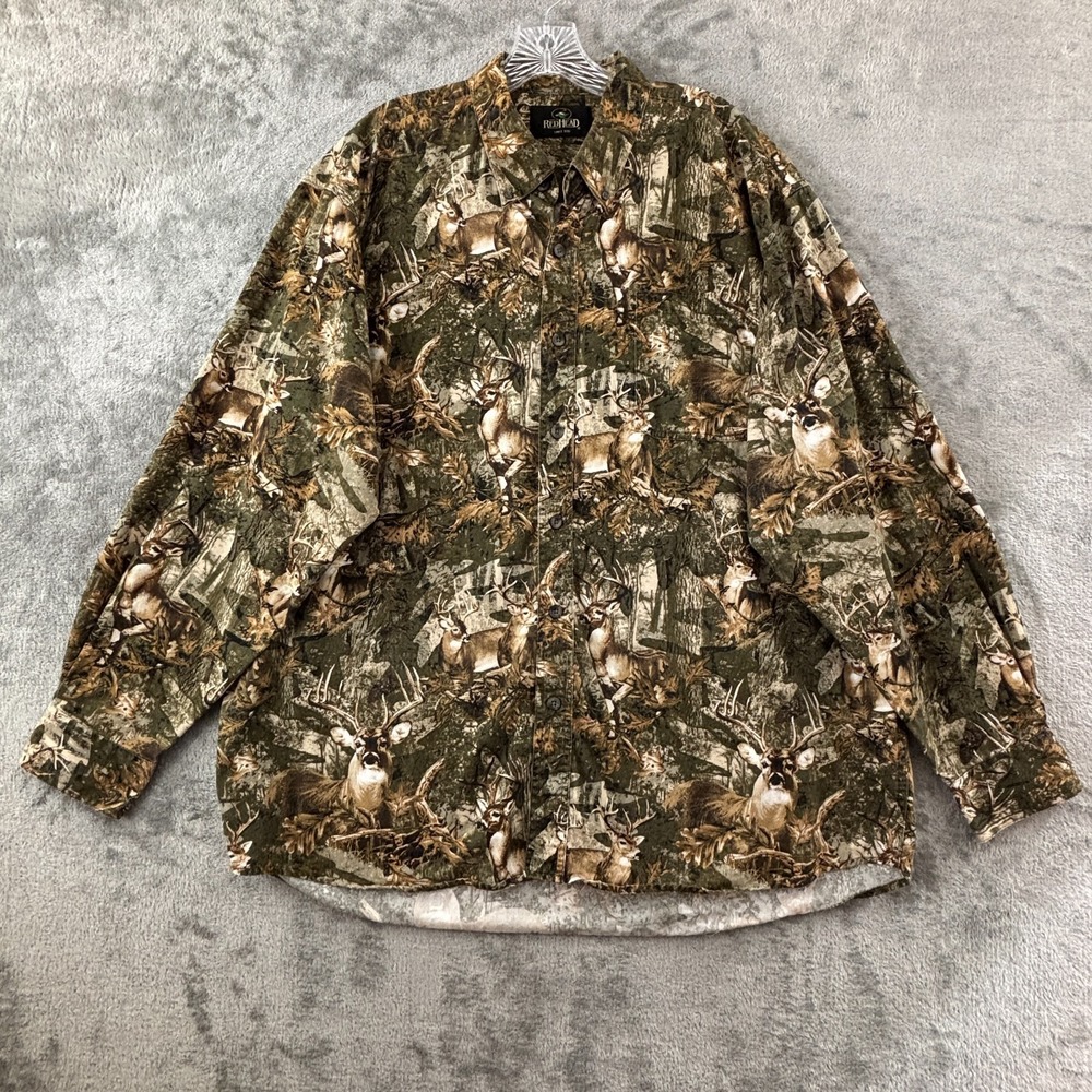 RedHead Deer Buck Camo‎ Shirt Mens XL Camouflage Hunting Long Sleeve Button Down